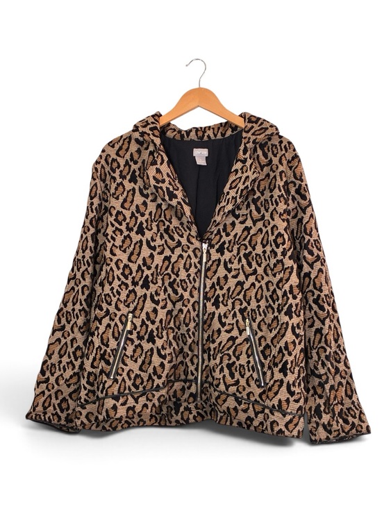 Chico's Jackets & Blazers - Chico’s | Like new leopard print textured bomber blazer jacket size extra large